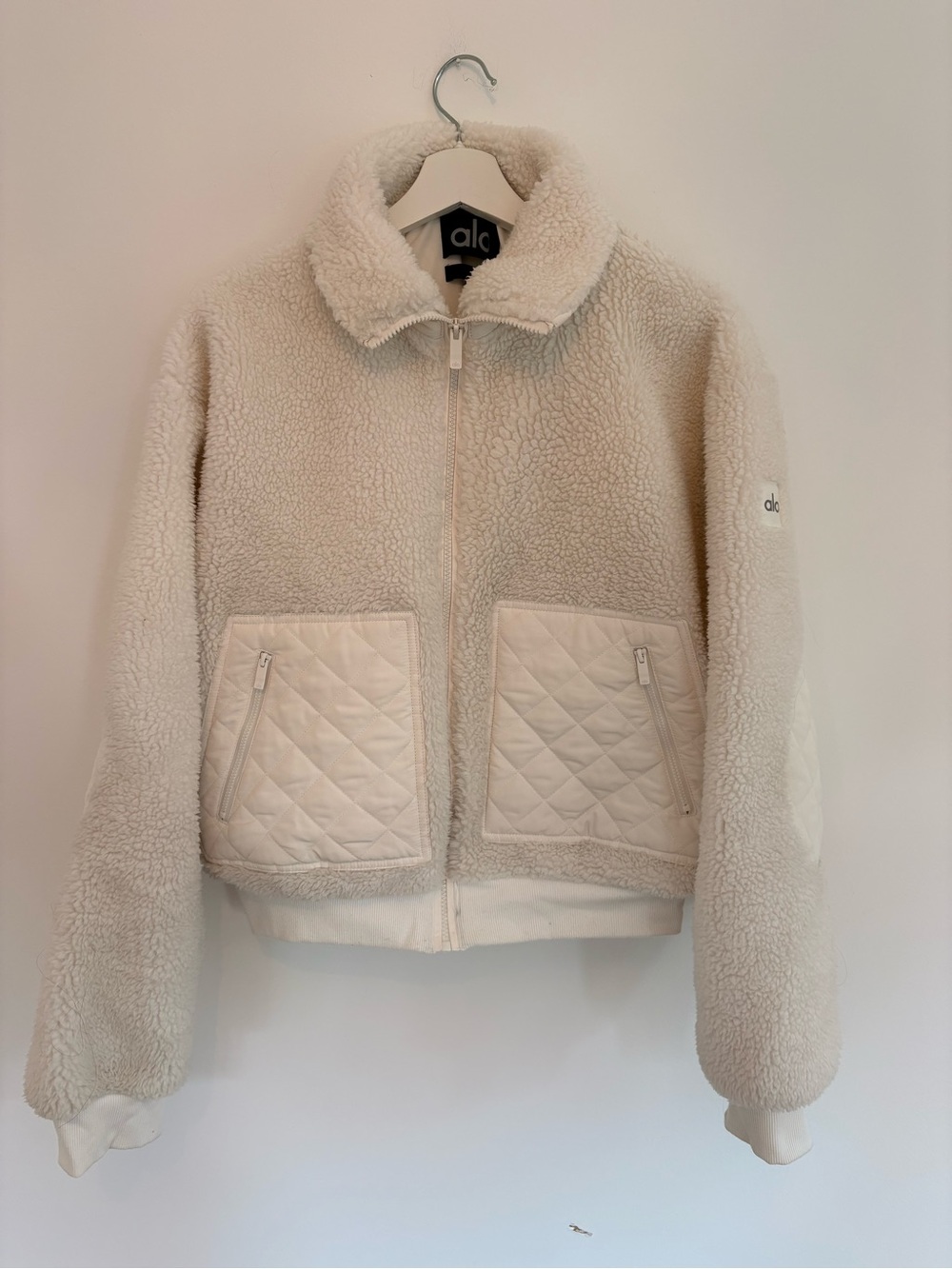 ALO Yoga Cream Teddy Sherpa Zip Jacket